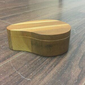 Handmade Two Tone Wood Trinket Ring Box w/Lid Wooden Paperclip Holder